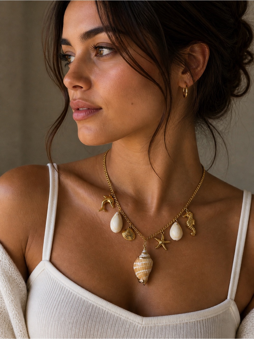 18KGP Shell Charm Necklace
